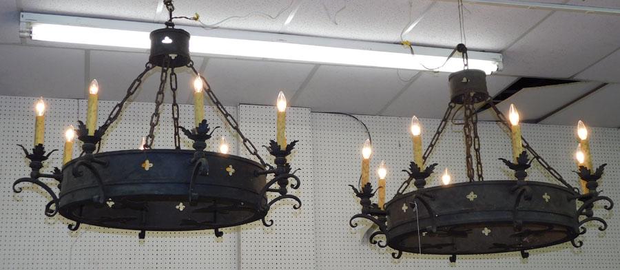 Pair of Gothic Style Wrought Iron 8 Light Chandeliers (1 of 6)