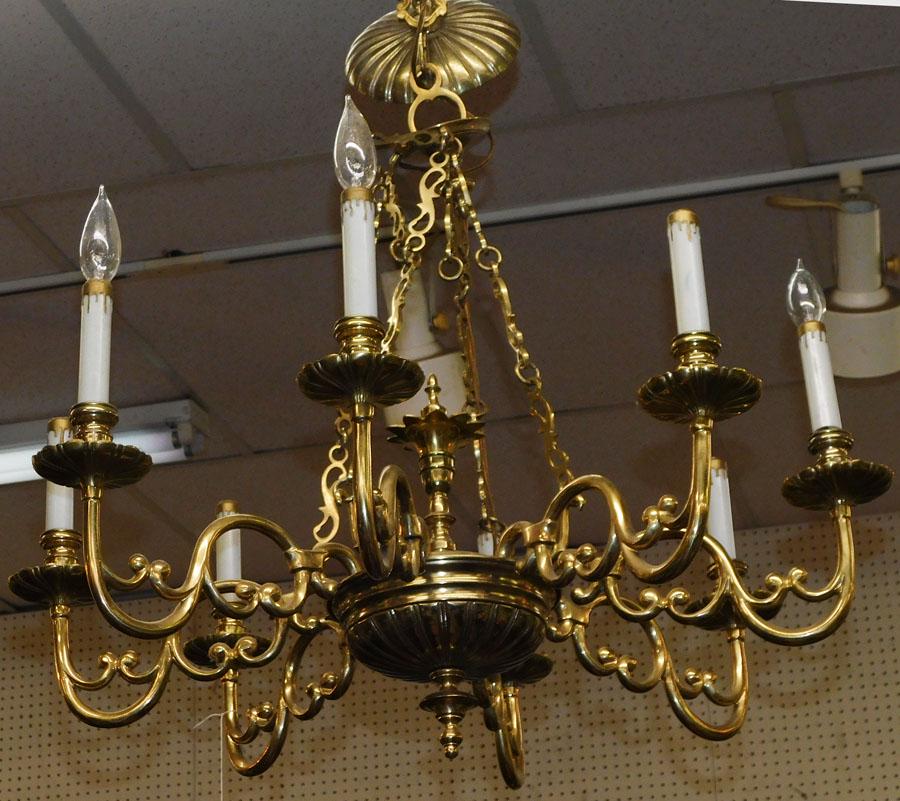 8 Light Brass Chandelier (1 of 2)