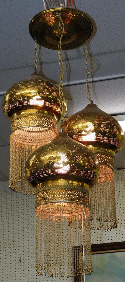 3 Light Brass Moorish Chandelier (1 of 2)