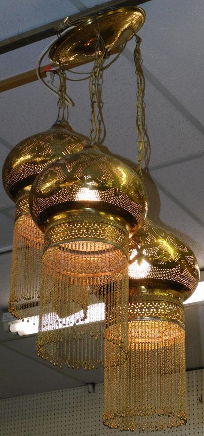 3 Light Brass Moorish Chandelier (1 of 2)