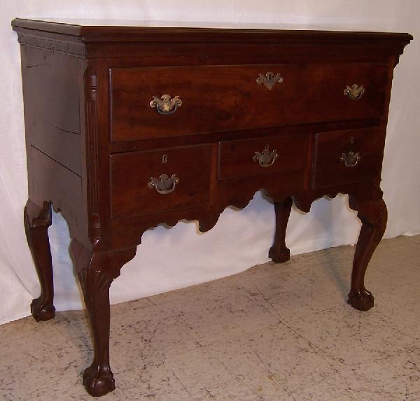 18th c. ball and claw foot walnut PA lowboy: 18th century ball and claw foot walnut Pennsylvania low boy. 42" wide x 20" deep x 36 1/2" tall.