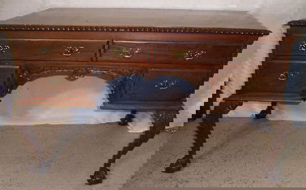 118 Ball Claw Foot Mahogany Chippendale Partners Desk Oct 10