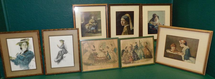 8 Vintage Framed Prints, (4 Are Fashion Prints) (1 of 7)