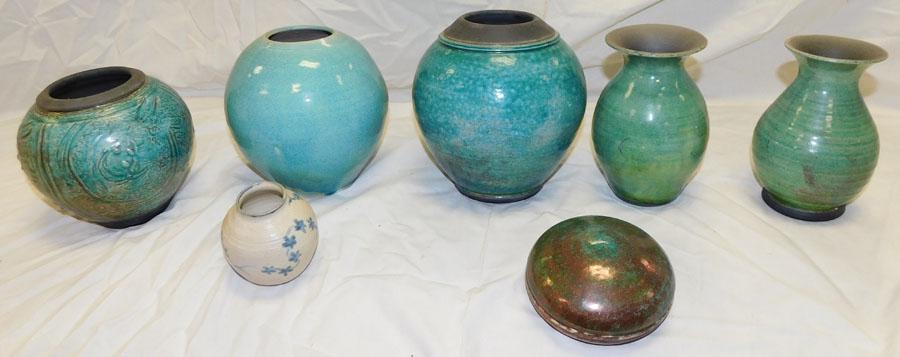 Lot of Signed Pottery Vases, (Dan Triece - Seagrove, (1 of 5)