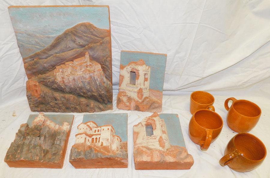 Lot of Pottery Mugs by Owens & HM Pottery Wall Hangings (1 of 7)