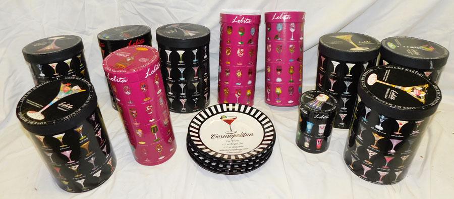 Lolita Paint Decorated Wine Glasses & Dec. Dessert: Lolita Paint Decorated Wine Glasses & Decorated Dessert Plates.