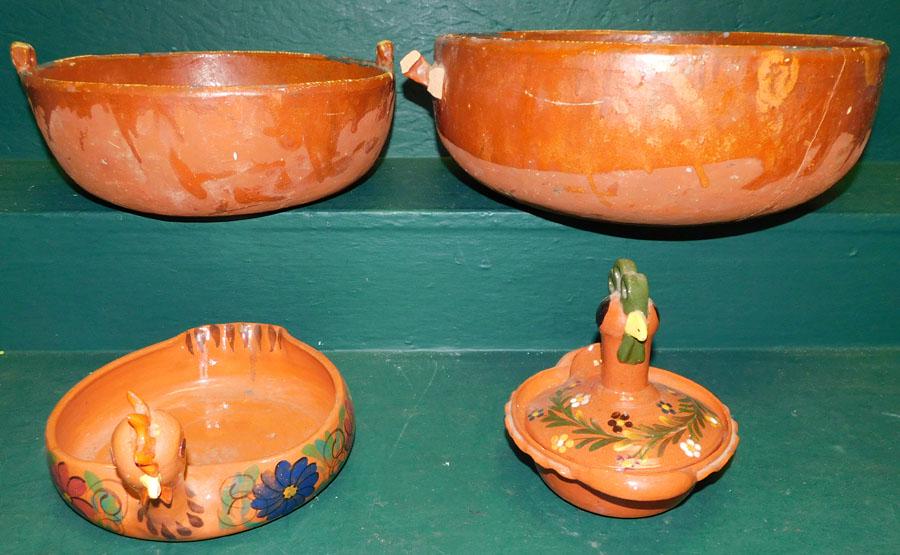 Lot of Redware Casseroles & Covered Dish: Lot of Redware Casseroles & Covered Dish.