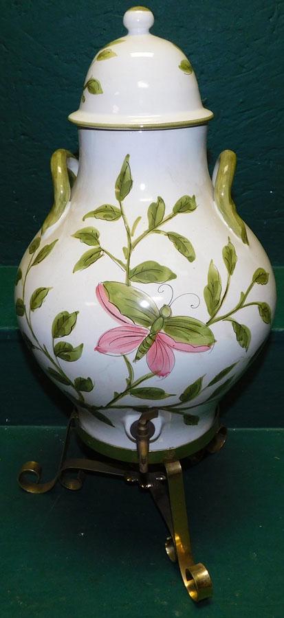 Italian Paint Decor. Porcelain Dispenser on Metal Stand (1 of 4)