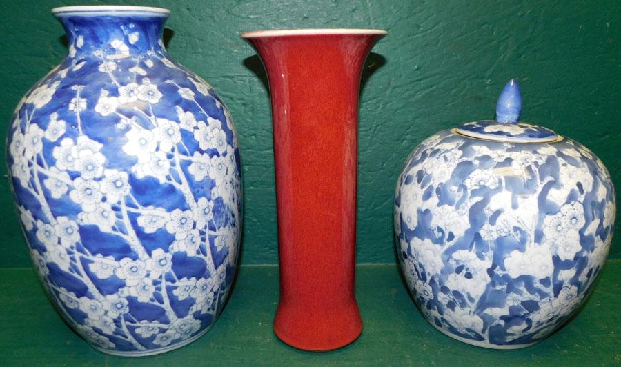 Oriental Vase, Ginger Jar, & Sang de Boeuf Style Vase (1 of 1)