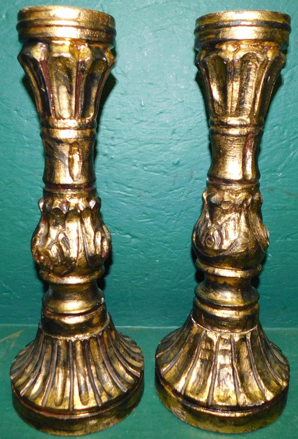 Paint Decorated Ceramic Vase & Gilt Resin C/holders (1 of 1)
