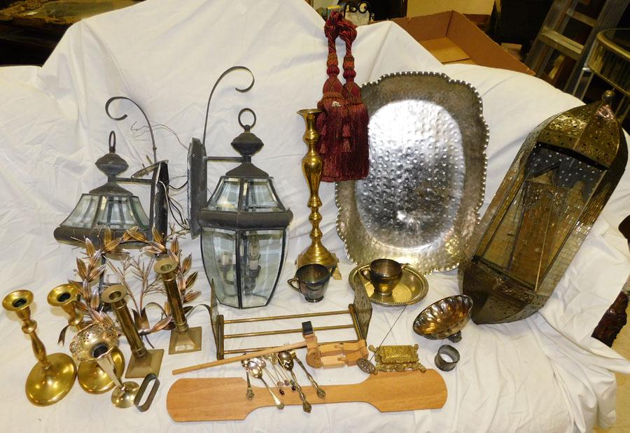 3 Vintage Sconces & Chandelier, (As Is), Brass (1 of 6)