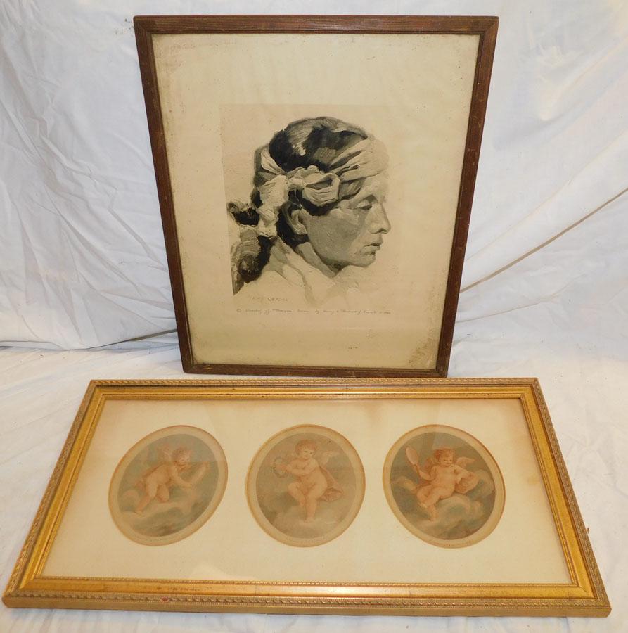 Framed Cupid Engraving & Framed Print of a Man (1 of 4)
