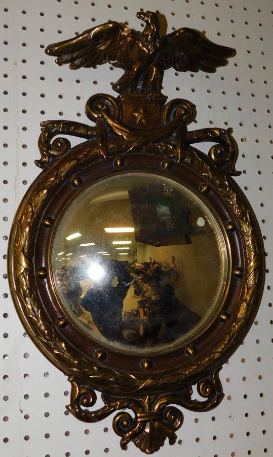 Gilt Framed Eagle Crest Bull's Eye Mirror (1 of 6)