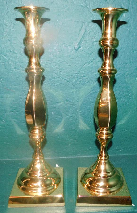 Pair of Large Brass Candlesticks by Baldwin (1 of 4)
