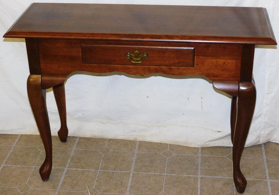 Cherry Queen Anne Style 1 Drawer Foyer Table (1 of 3)