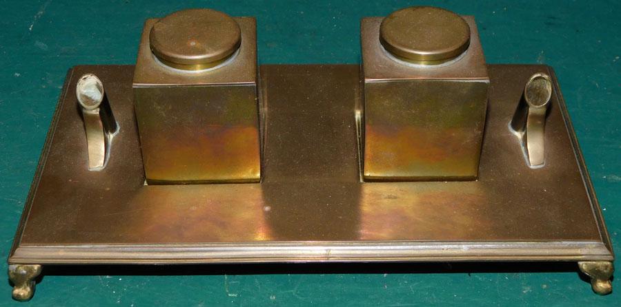 Arts & Crafts Style Brass Inkwell by Valmazan (1 of 3)