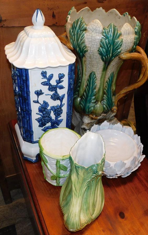 Lot of Porcelain Vases, Pitcher, & Covered Urn (1 of 1)