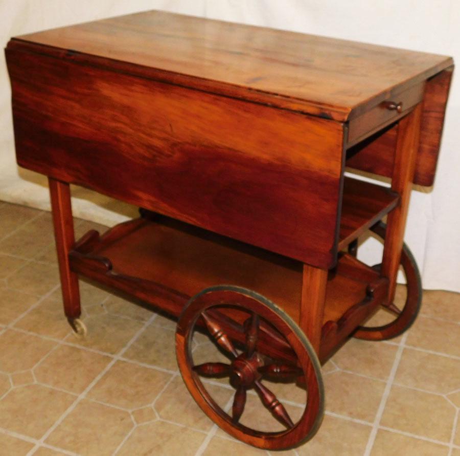 Pine Tea Cart: Pine Tea Cart. 29 3/4" W 18 1/2" D 28 1/4" H