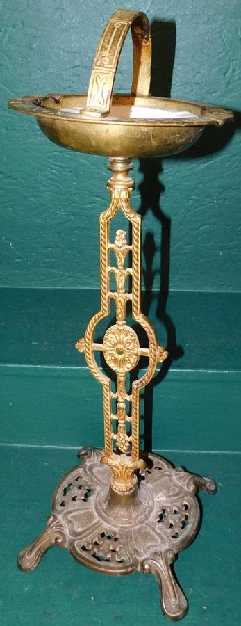 Brass & Metal Arts & Crafts Smoking Stand: Brass & Metal Arts & Crafts Smoking Stand. 24" H