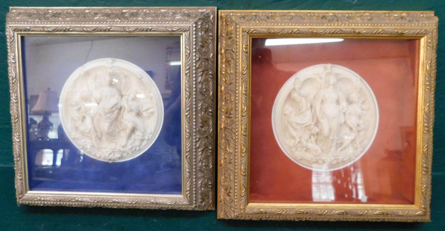 2 Small Framed Plaster Plaques (1 of 4)