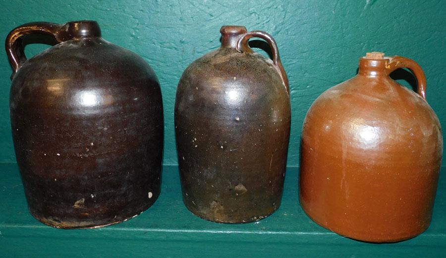 Lot of 3 Ironstone Whiskey Jugs (1 of 2)