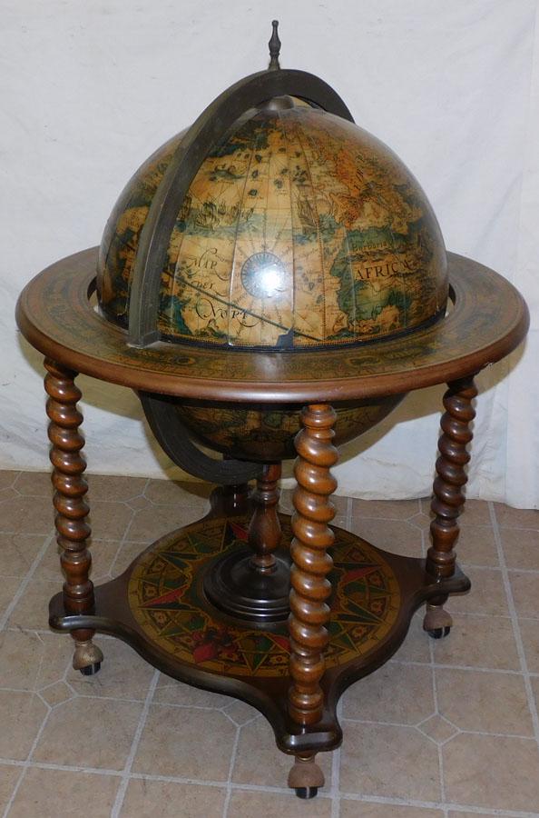 Decorative Barley Twist Leg Globe Bar On Casters (1 of 5)