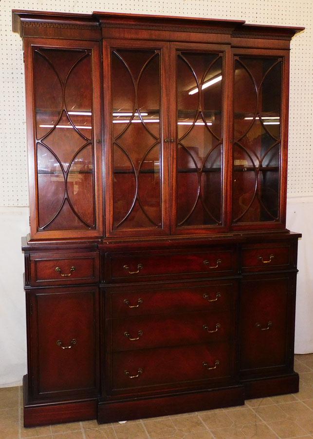 Mahogany China Cabinet with Butler's Desk by Wabash: Mahogany China Cabinet with Butler's Desk by Wabash. 60" W 16" D 80 1/4" H