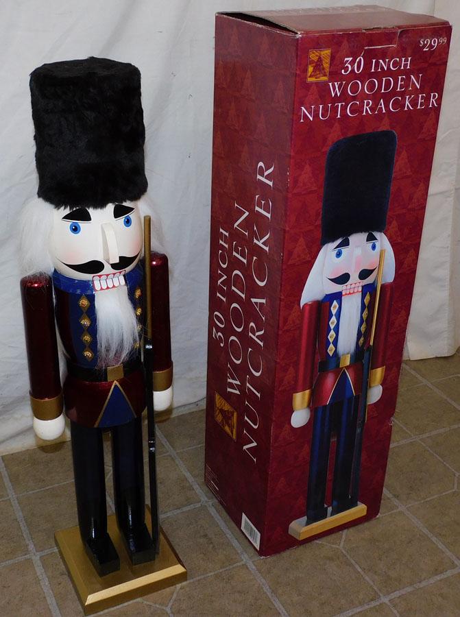 30" Wooden Nutcracker in Box: 30" Wooden Nutcracker in Box.