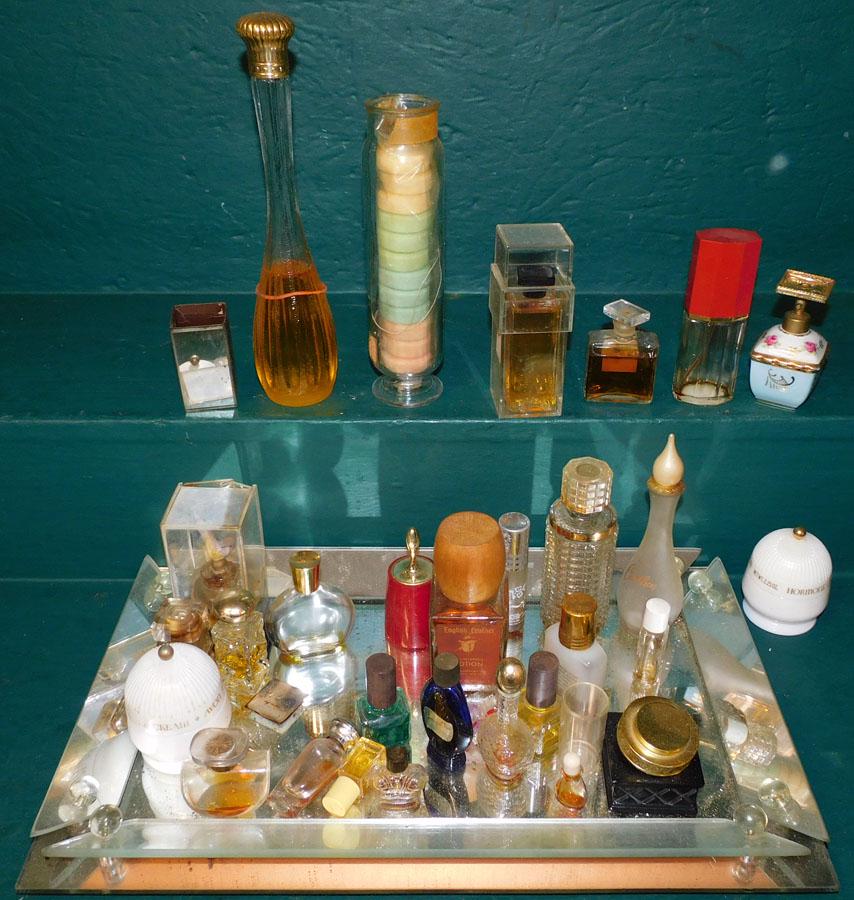 Mirror Dressing Tray with Vintage Perfume Bottles (1 of 2)