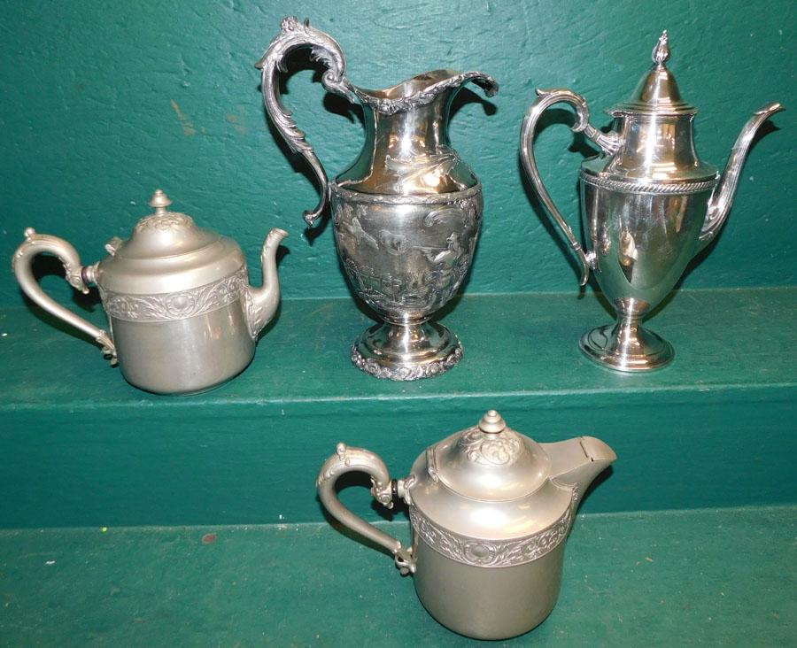 4 Silverplated Pitchers, (2 Silver on Copper) (1 of 3)