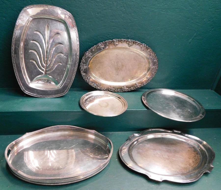 6 Silverplated Serving Trays (1 of 4)