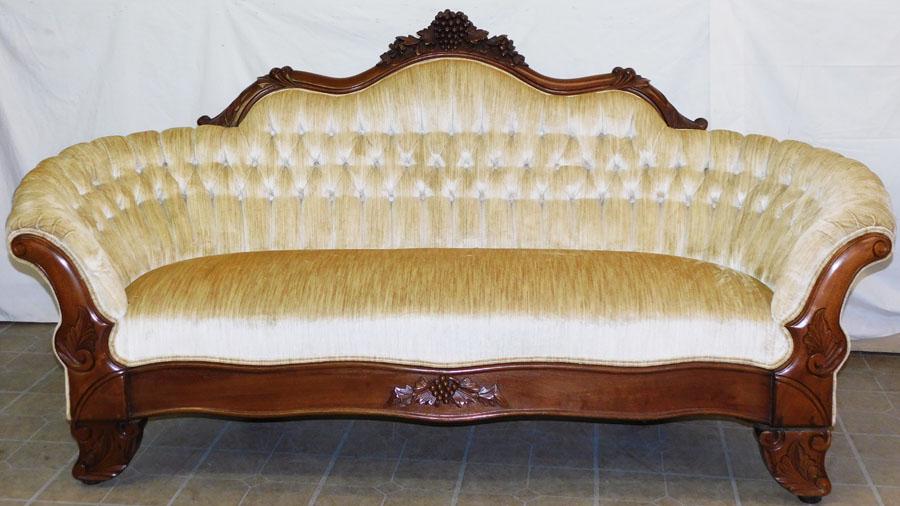 Victorian Walnut Carved Tufted Back Sofa (1 of 6)