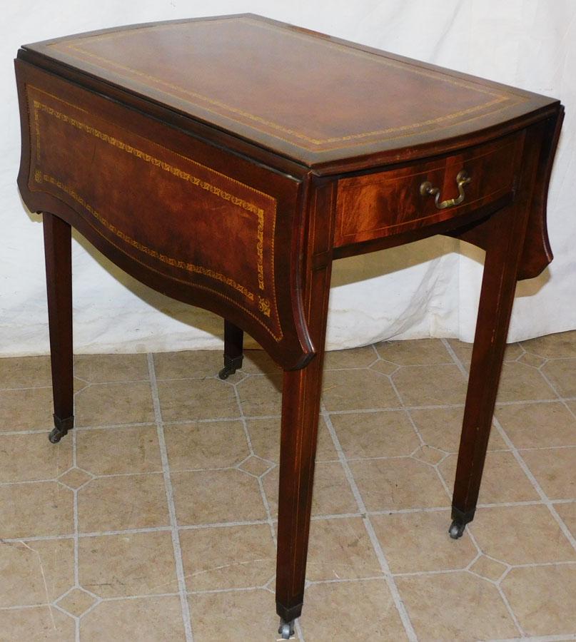 Mahogany Tooled Leather Top Pembroke Table By Columbia (1 of 3)