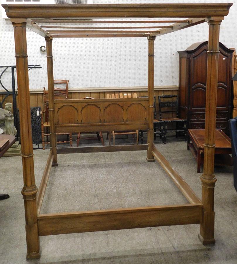 Faux Bamboo Walnut Full  Bed W/ Canopy By Thomasville (1 of 7)