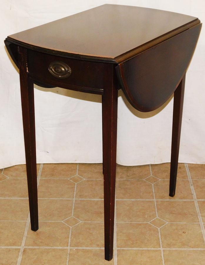 Mahogany & Satinwood Banded Top Drop Leaf Table (1 of 2)