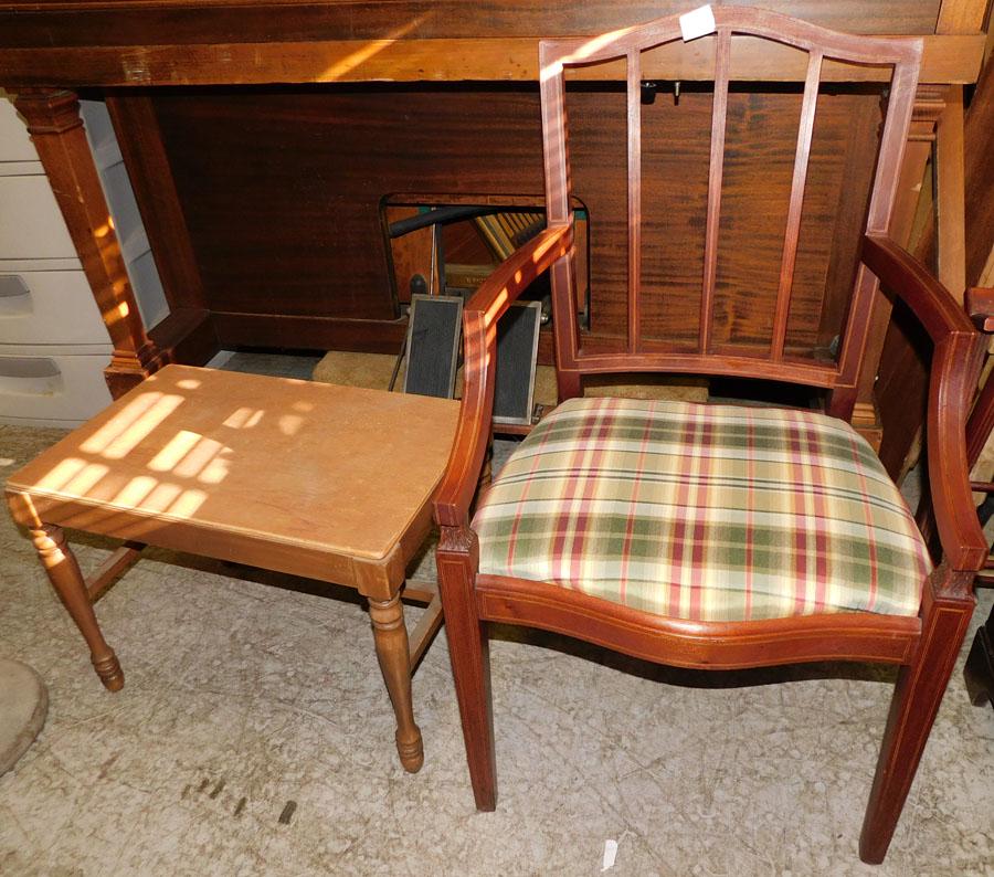 Mahogany Arm Chair & Vanity Bench (1 of 5)