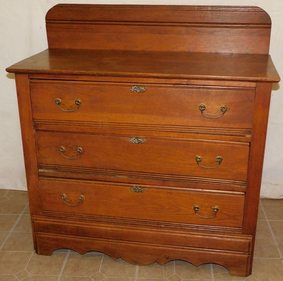 Antique Three Drawer Oak Chest (1 of 3)