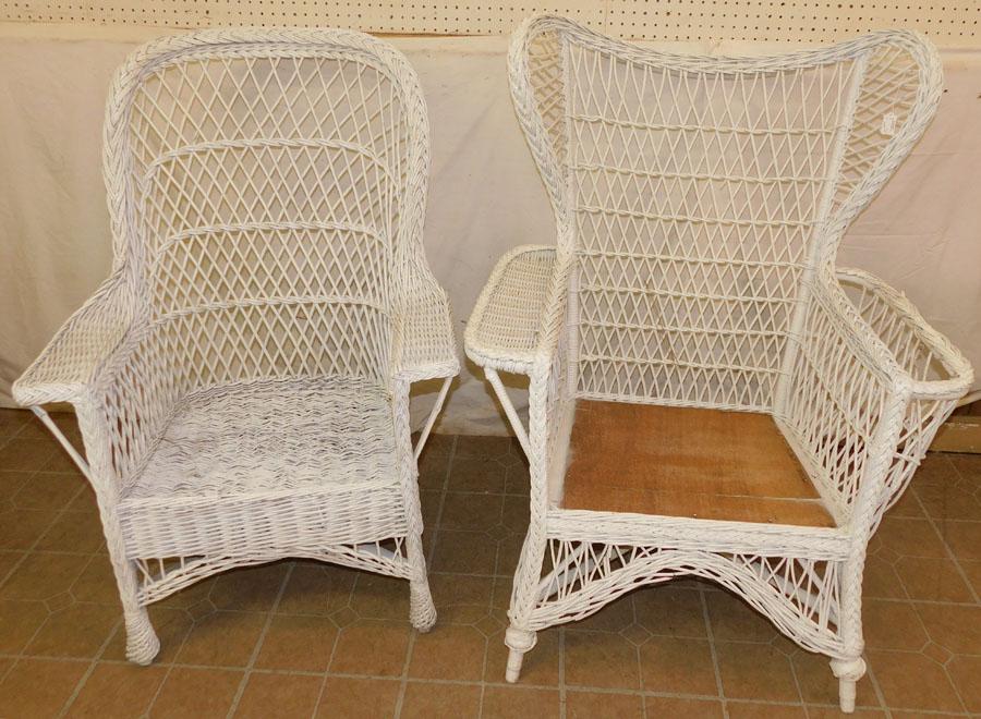 Two Antique Wicker Arm Chairs (1 of 3)