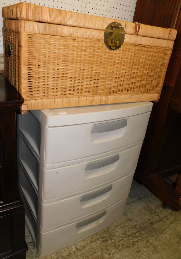 Wicker Blanket Chest & Sterilite Plastic Storage Chest (1 of 5)