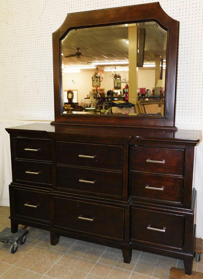 Cherry 8 Drawer Dresser W/ Mirror (1 of 4)
