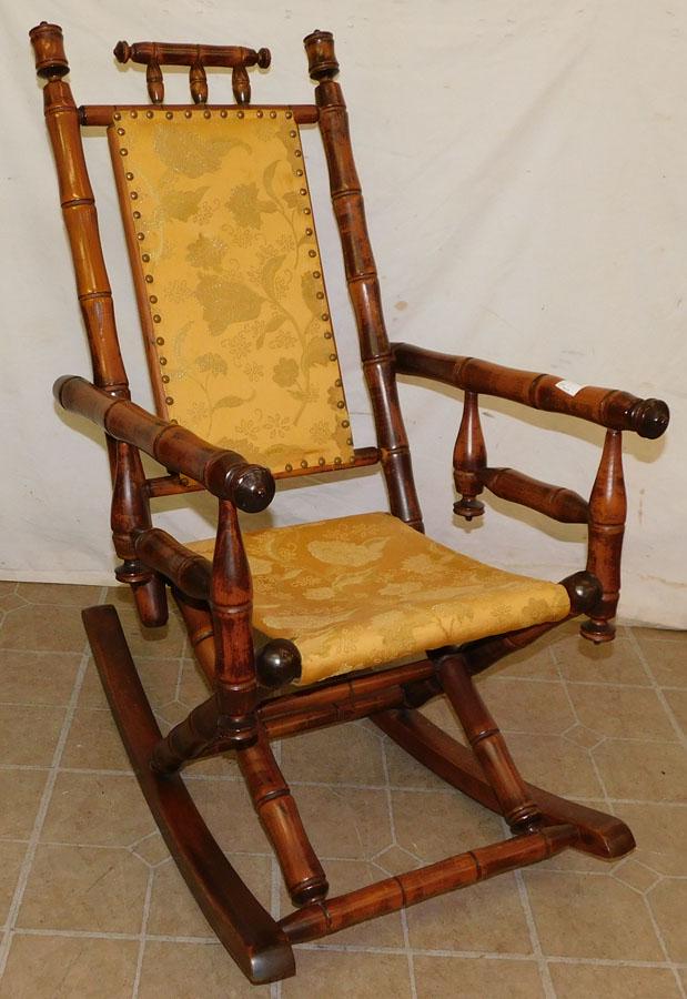 Faux Bamboo Walnut Rocking Chair (1 of 2)
