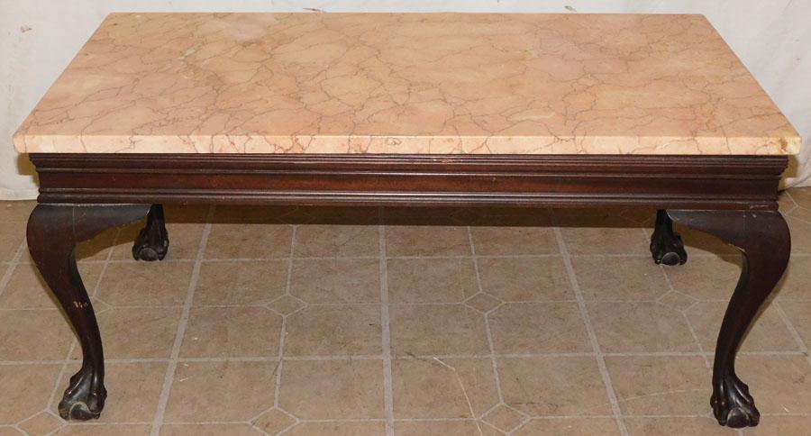 Marble Top Chippendale Style Tea Table (1 of 2)