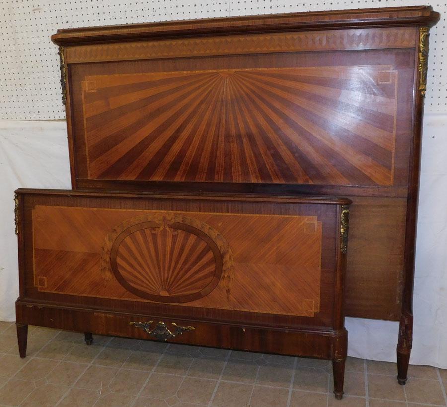 French Mahogany Inlay Bronze Mounted Full Size Bed - No (1 of 7)