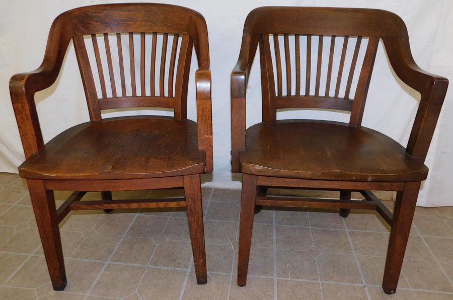 Pair Oak Captain Chairs By Hale Desk Co. (1 of 2)