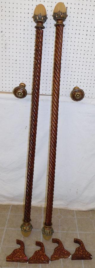 Pair Barley Twist Curtain Rods & Holders: Pair Barley Twist Curtain Rods & Holders. 66" Long