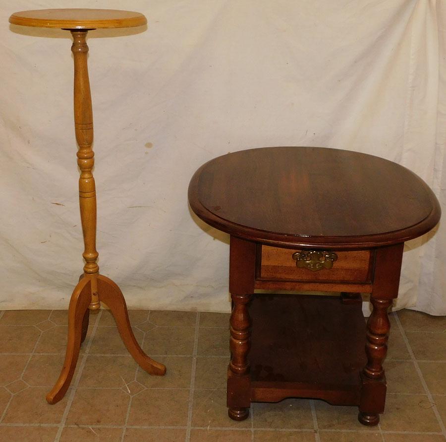 Mahogany Plant Stand & Cherry End Table (1 of 3)