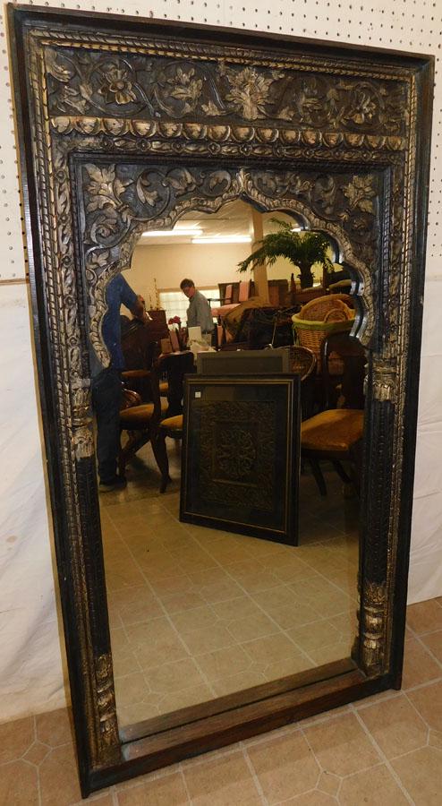 Distressed Paint Wood Carved Framed Mirror (1 of 5)