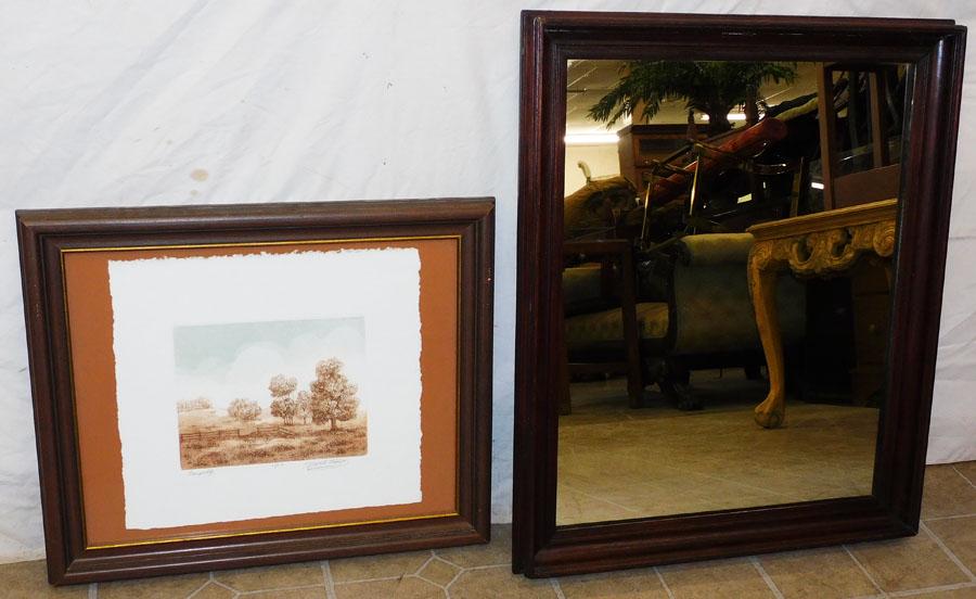 Framed Engraving Signed & Numbered, Wal. Framed Mirror (1 of 8)