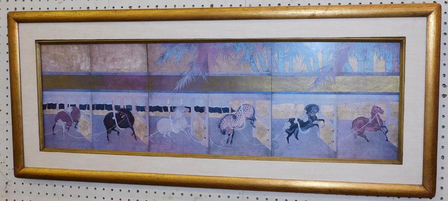 Framed Oriental Print Of Horses (1 of 5)