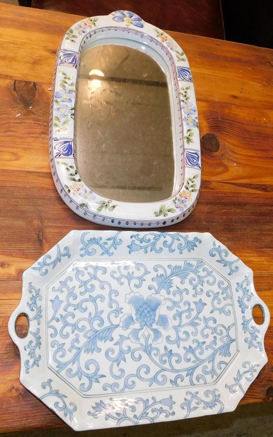 Porcelain Tray & Porcelain Framed Mirror (1 of 5)
